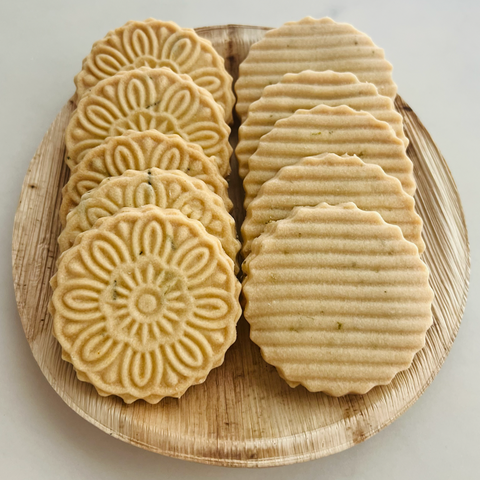 Sam Tan's Kitchen - Curry Leaf Shortbread cookies on a serving plate